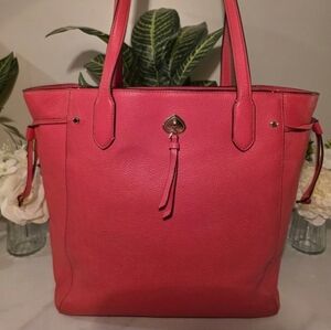 kate spade Coral Pink Pebbled Leather Tote with Tassel